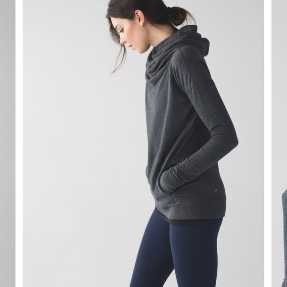 lululemon athletica Tops - LULULEMON Stress Less Hoodie Cowl Neck Pullover in Heathered Gray Size 8